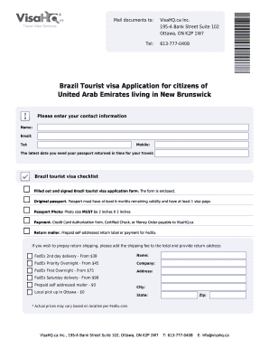 Brazil Tourist Visa Application