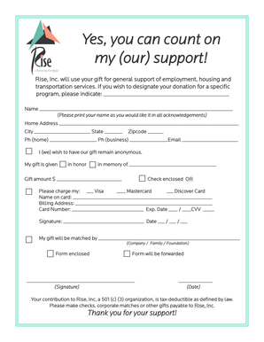 Rise Inc Donation Form