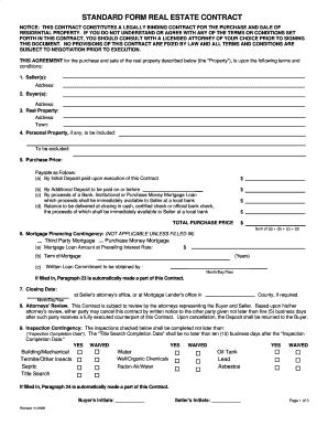 Standard Form Real Estate Contract