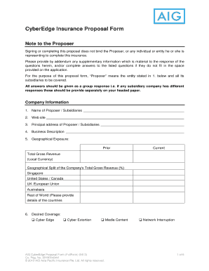 CyberEdge Insurance Proposal Form