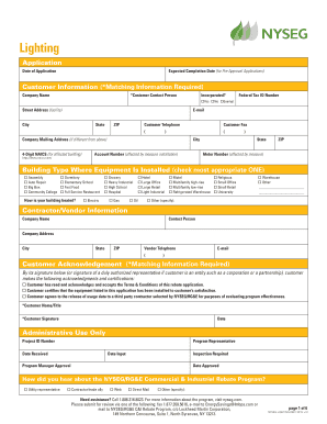 NYSEG Lighting Rebate Application