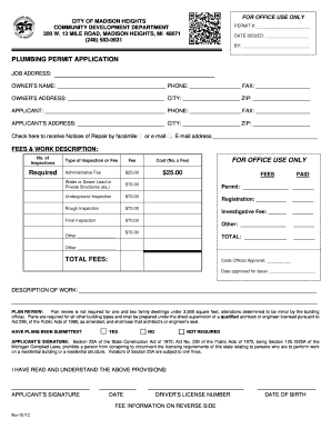 Plumbing Permit Application