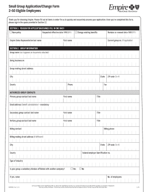 Small Group Health Insurance Application Form