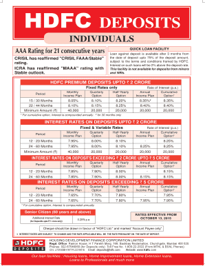 HDFC Fixed Deposit Application Form