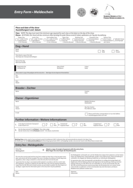 Entry Form • Meldeschein