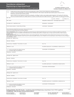 Finnish Imported Dog Registration Form