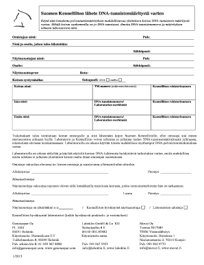 Finnish Kennel Club DNA Identification Form