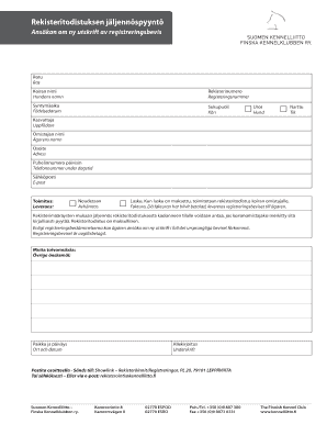 Finnish Kennel Club Dog Registration Certificate Request