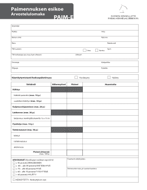 Finnish Dog Training Evaluation Form