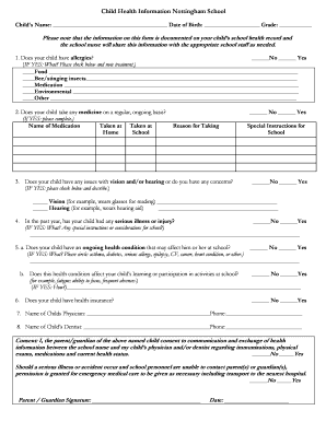 Child Health Information Form