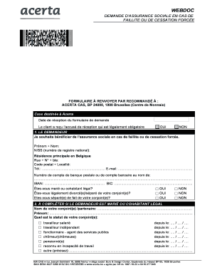 Demande d’assurance sociale en cas de faillite ou de cessation forcée