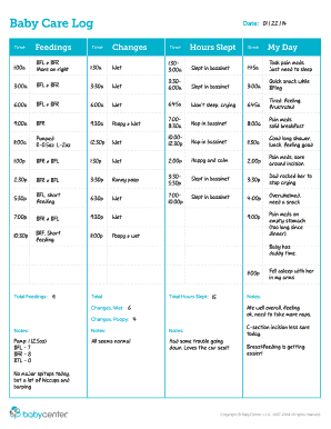 Baby Care Log