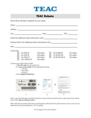 TEAC Product Rebate Form