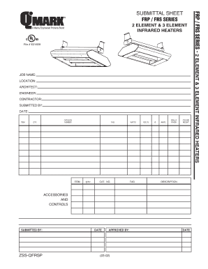 Infrared Heater Submittal Sheet