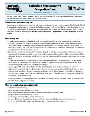 Massachusetts Authorized Representative Designation Form