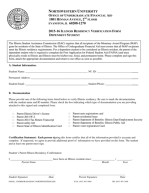 2015-16 Illinois Residency Verification Form