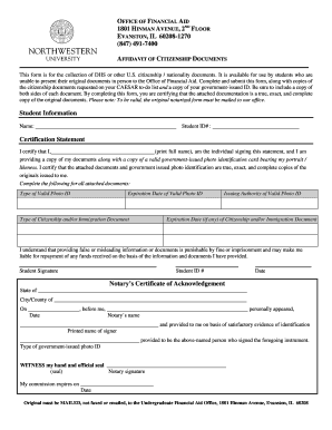 Affidavit of Citizenship Documents