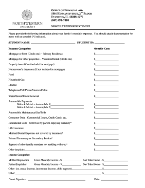 Monthly Expense Statement