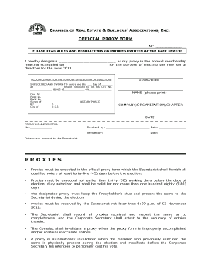 Chamber of Real Estate Proxy Form