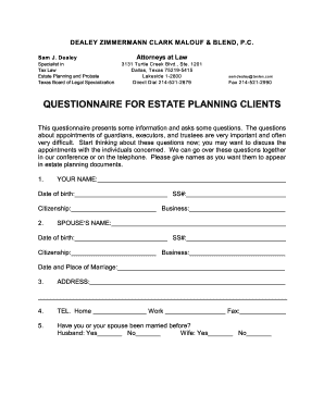Estate Planning Questionnaire