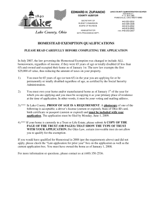 Ohio Homestead Exemption Application
