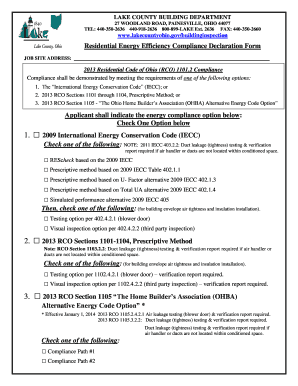 Residential Energy Efficiency Compliance Declaration Form