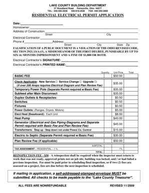 Lake County Electrical Permit Application