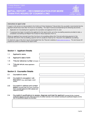 Victims of Crime Counselling Report