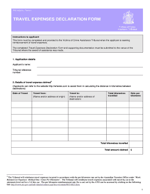 Victims of Crime Travel Expenses Declaration Form