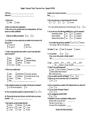 Homeless Street Interview Form