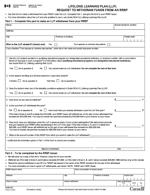 Lifelong Learning Plan RRSP Withdrawal Form