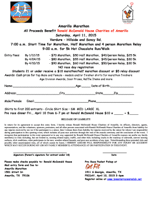Amarillo Marathon Registration Form