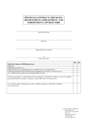 Physician Contract Checklist
