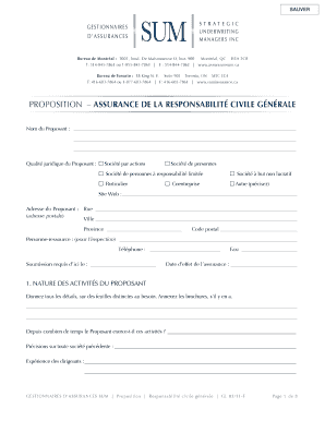 Proposition – Assurance de la responsabilité civile générale