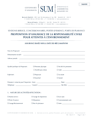 Proposition d’assurance de la responsabilité civile pour atteintes à l’environnement