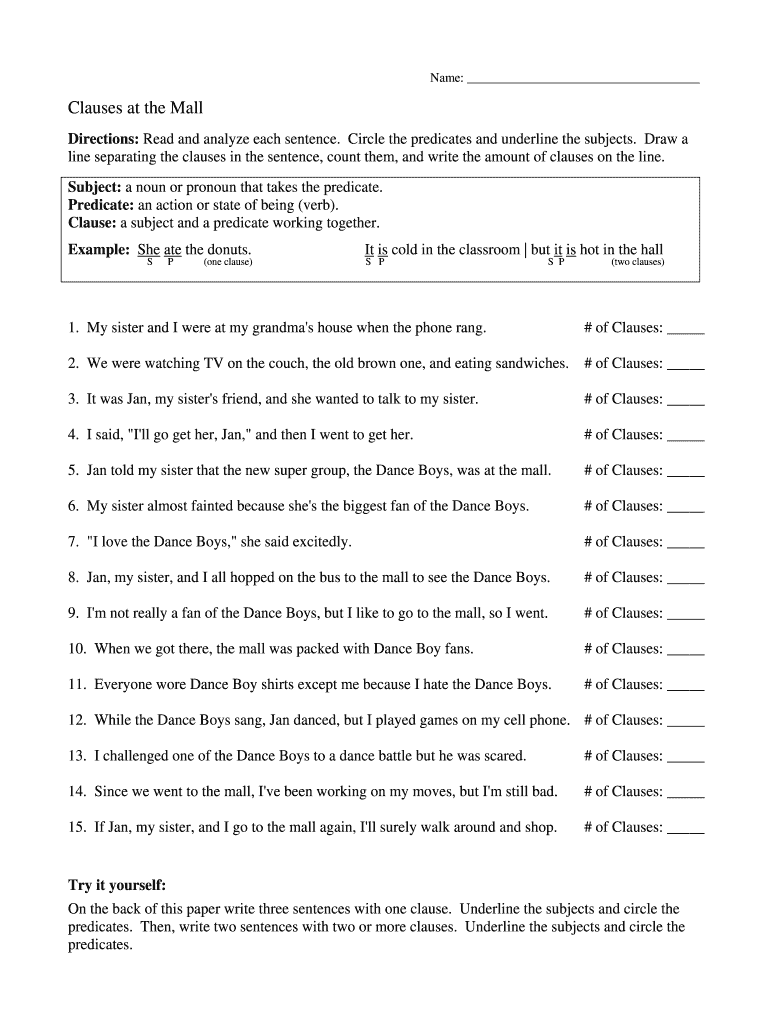 clauses at the mall answer key Preview on Page 1