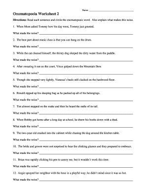 Onomatopoeia Worksheet