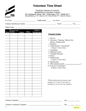 Volunteer Timesheet - Mid-South Paralyzed Veterans PVA - midsouth-pva