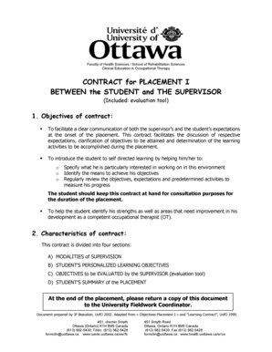 Occupational Therapy Placement Contract