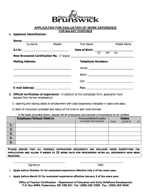 Application for Evaluation of Work Experience