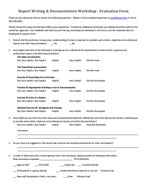 Report Writing Documentation Workshop - Evaluation Form pdf