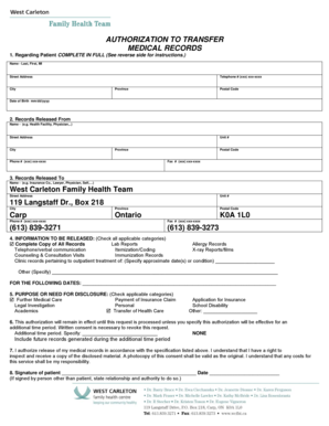 Authorization to Transfer Medical Records