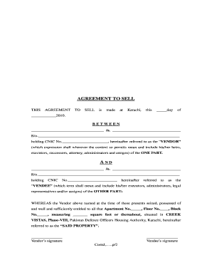 Agreement to Sell Property