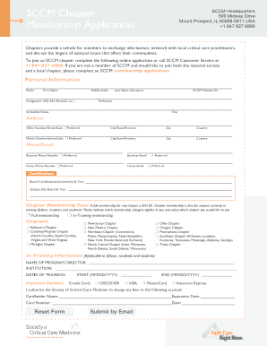 SCCM Chapter Membership Application
