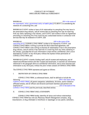 Conflict of Interest Disclosure Form and Agreement