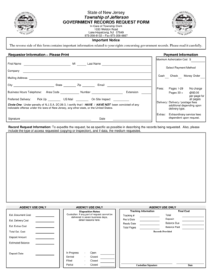 New Jersey Government Records Request Form