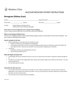 Nuclear Medicine Renogram Patient Instructions