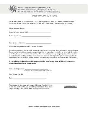 California Sales and Use Tax Certificate