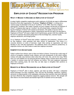 Employer of Choice Recognition Program Application