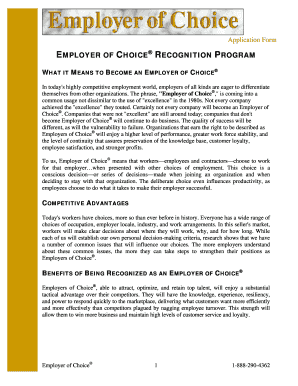 Employer of Choice Recognition Program Application Form